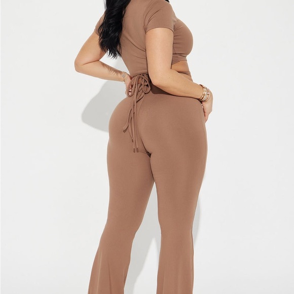 Women's Brown Cutout Jumpsuit - Picture 2 of 5